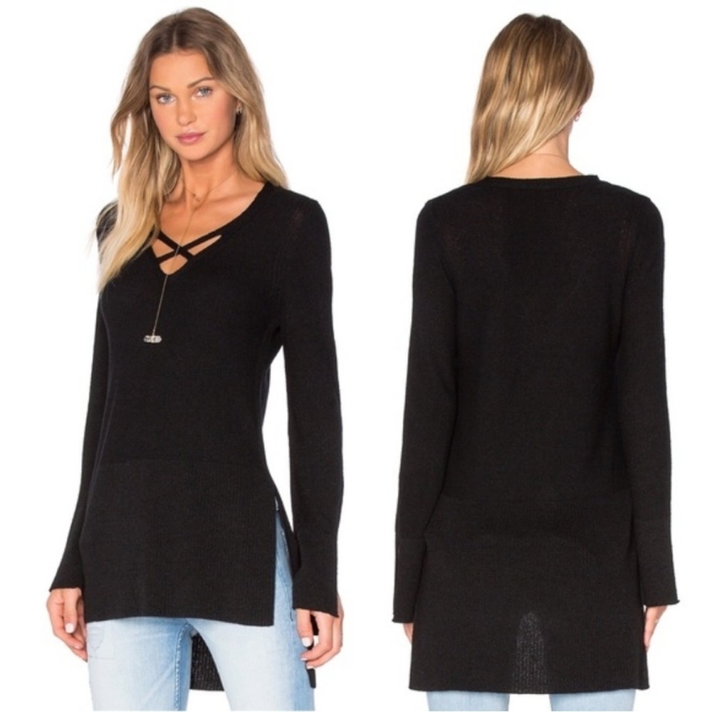 Free People criss cross long length black sweater size L